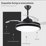 Indoor modern Pure Copper Frequency Conversion 6-speed Ceiling  Led Light 42 Inch LED Fan Jiehui Lighting Appliance  