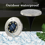 New Outdoor Garden Disk Buried Stainless Steel Waterproof 8 Led solar ground light freeshipping - Jiehui Lighting Appliance